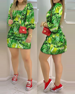 Vestido Curto Verde estampado Ref 9902 - comprar online