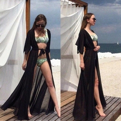 Saída De Praia Longa Transparente Chiffon Ref 9235 - Divino Charme