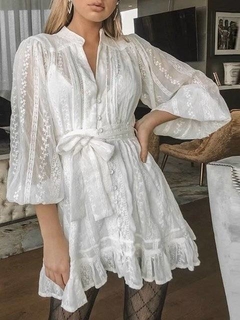 Vestido De Lese Manga Longa Branco Ref 962 - loja online