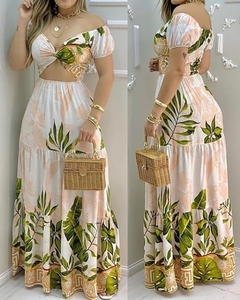 Vestido Longo com Estampa Tropical Ref 4067