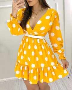 Vestido Curto Poá Amarelo Ref 2411 na internet