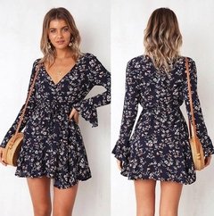 Imagem do Vestido Curto Floral Manga Longa Ref 2057