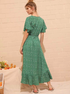 Vestido Midi Poá Verde Ref  3017 - comprar online