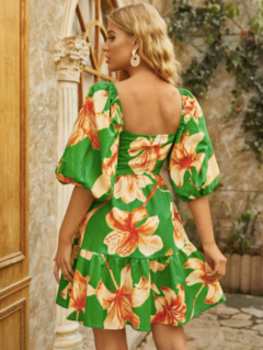 Vestido Verde Estampa Floral Ref 8005 - comprar online