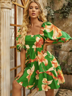 Vestido Verde Estampa Floral Ref 8005 na internet
