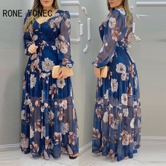 Vestido Manga Longa Floral Ref 8071