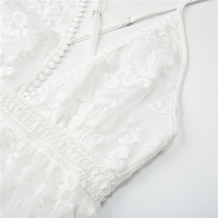 Vestido Bordado de Renda Branco Ref 2708