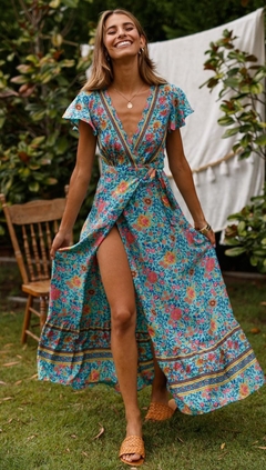 Vestido Longo Estampado Boho Ref 2999 na internet