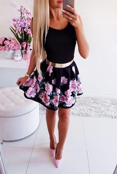 Vestido com Saia Floral Ref 913 - comprar online