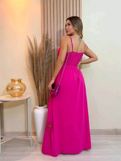 Vestido Longo com Renda Acinturado DC 1813 na internet