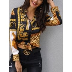 Camisa Seda Animal Print Ref 997