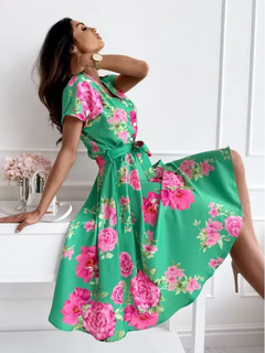 Vestido Verde estampa Floral DC 1391 - comprar online