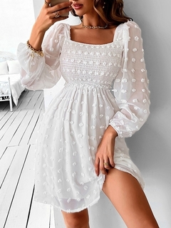 Vestido Branco Decote Quadrado Ref 0959 - comprar online