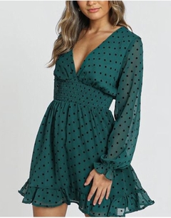 Vestido Verde com Poá Ref 2400 - comprar online