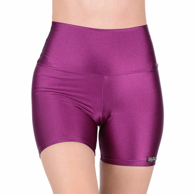 Short Curto Fitness Cirrê Cós Alto Roxo Summer Soul