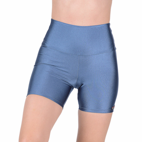 Short Curto Fitness Cirrê Cós Alto Azul Petróleo Summer Soul