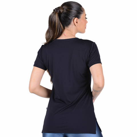 Blusa Preta Feminina de Manga Curta para treino e com Decote V - comprar online