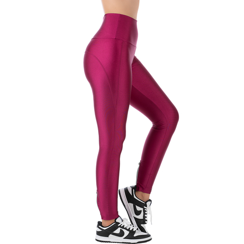 Legging Fitness Magenta Cirrê Cós Alto para Treino