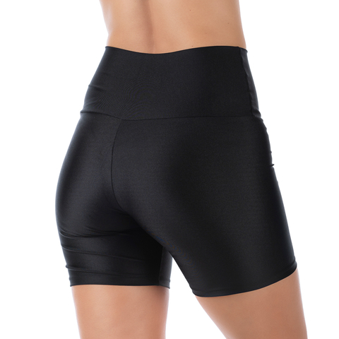 Short Curto Fitness em Cirrê Preto Cós Alto Conforto e Estilo para seus Treinos - comprar online