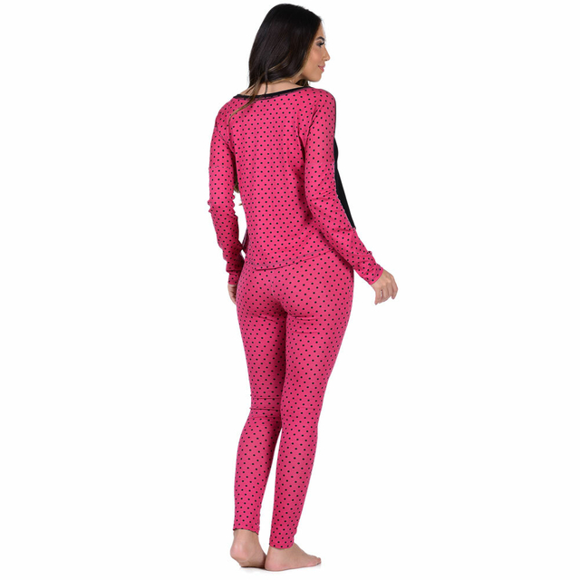 Pijama Feminino Inverno Adulto Longo Summer Soul - Poá Pink