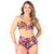 Calcinha de Biquíni Hot Pants Franzido Lateral Floral Preto - Summer Soul