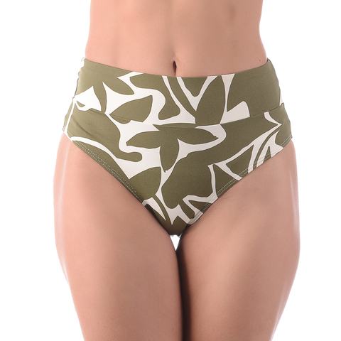 Calcinha de Biquíni Hot Pants Cós Duplo Estampado Verde