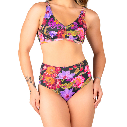 Biquíni Top Regata Sem Bojo Floral Preto - Summer Soul