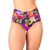 Calcinha de Biquíni Hot Pants Franzido Lateral Floral Preto