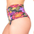 Calcinha de Biquíni Hot Pants Franzido Lateral Floral Preto na internet