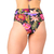 Calcinha de Biquíni Hot Pants Cós Duplo Floral Preto - comprar online