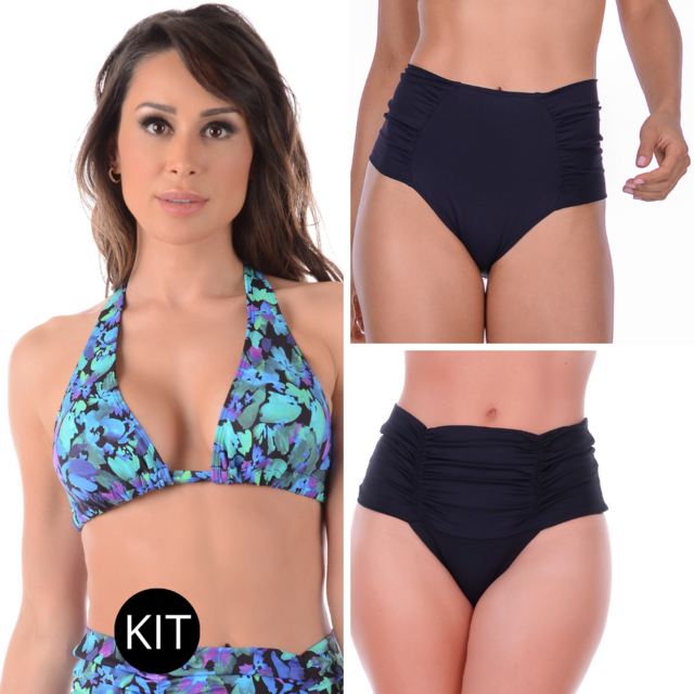 KIT 3 PEÇAS BIQUÍNI SEM BOJO HOT PANTS