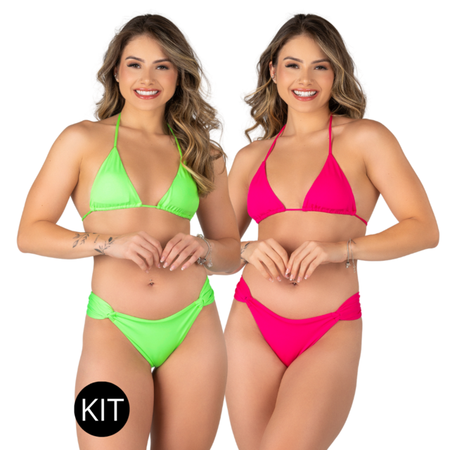 KIT 2 Peças Cortininha Empina Bumbum Verde e Pink Neon