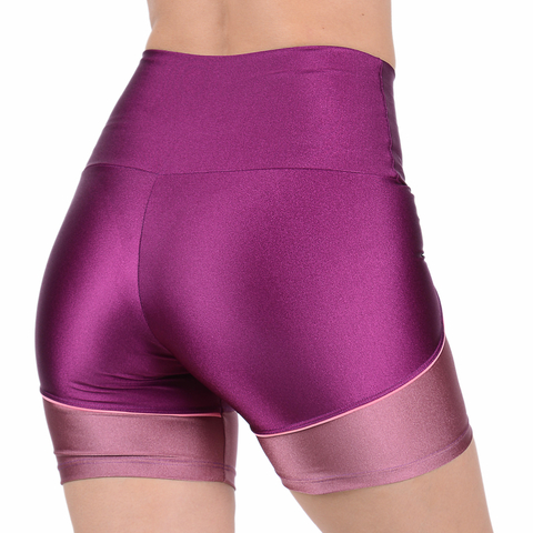 Short Curto Fitness Cirrê Cós Alto Roxo Summer Soul