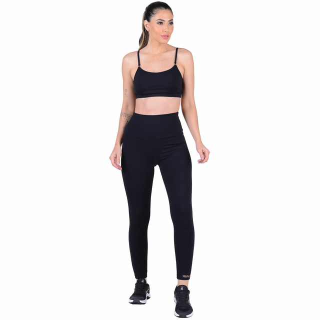 Conjunto Fitness Top Com Bojo Removível e Calça Cós Alto Summer Soul