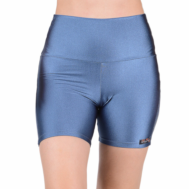 Short Curto Fitness Cirrê Cós Alto Azul Petróleo Summer Soul