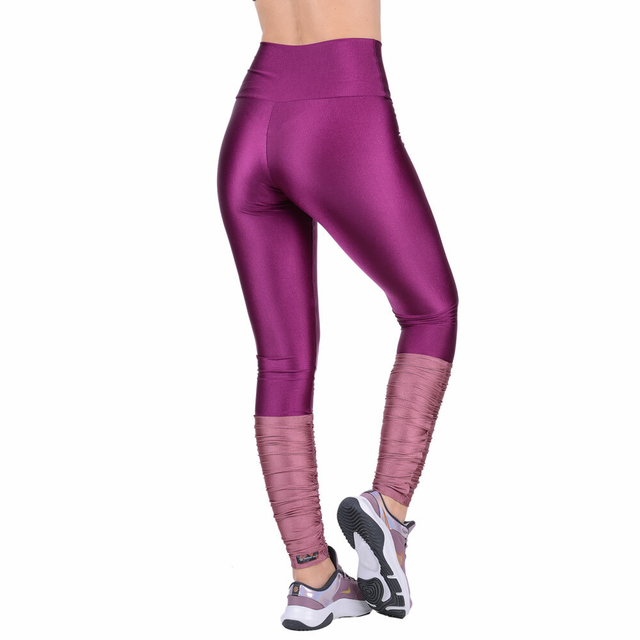 Calça Legging Cós Alto Com Polaina Cirrê Rosa