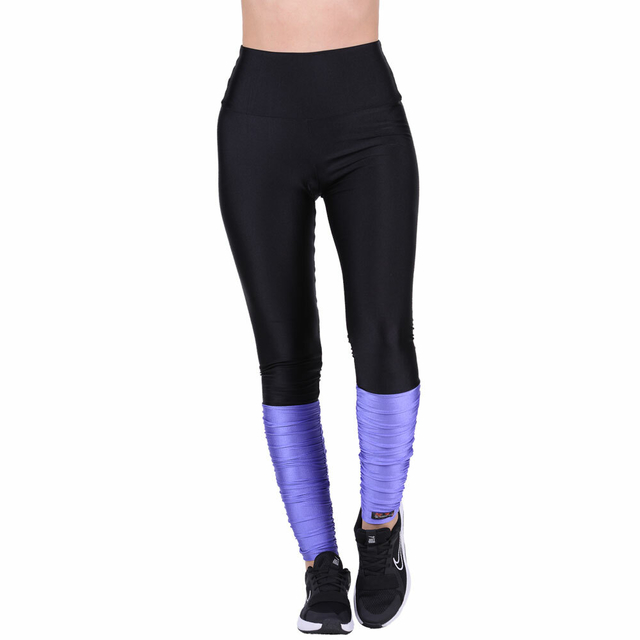 Calça Legging Cós Alto Com Polaina Cirrê Roxo