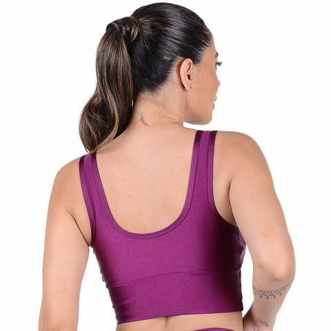 Top Cropped Fitness Cirrê Com Bojo Removível Roxo Summer Soul