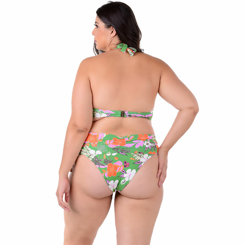 Biquíni Plus Size Cintura Alta Com Bojo Estampado Verde - comprar online