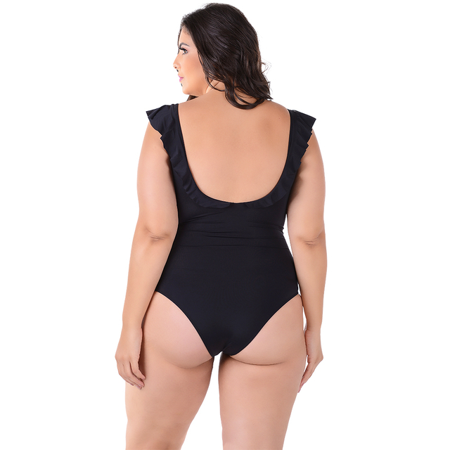 Maiô Plus Size Com Bojo Liso Preto