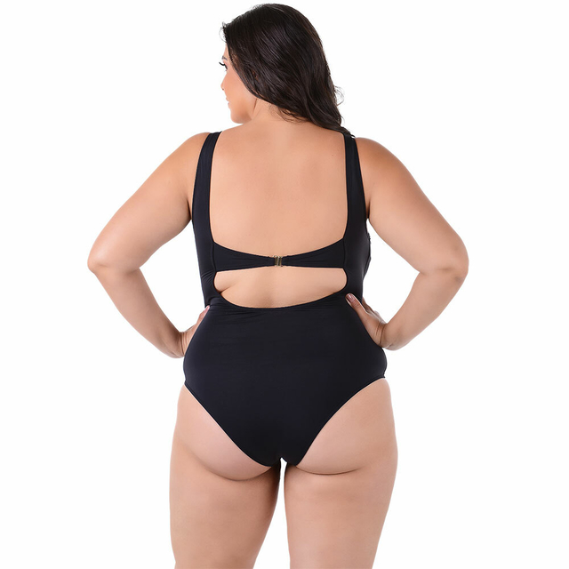 Maiô Plus Size Com Bojo Liso Preto