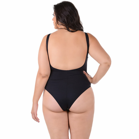 Maiô Plus Size Com Bojo Liso Preto - comprar online