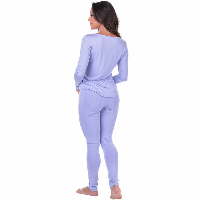 Pijama Feminino Inverno Adulto Longo Lilás Summer Soul