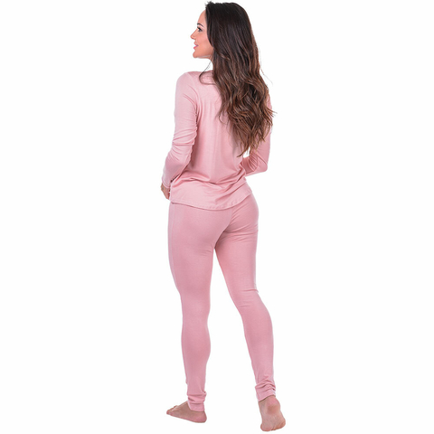 Pijama Feminino Longo Liso Coral - comprar online