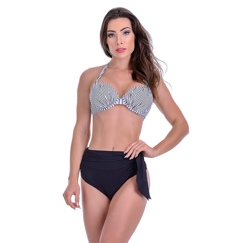 Calcinha Biquíni Hot Pants Preta com detalhe em Tiras - Summer Soul