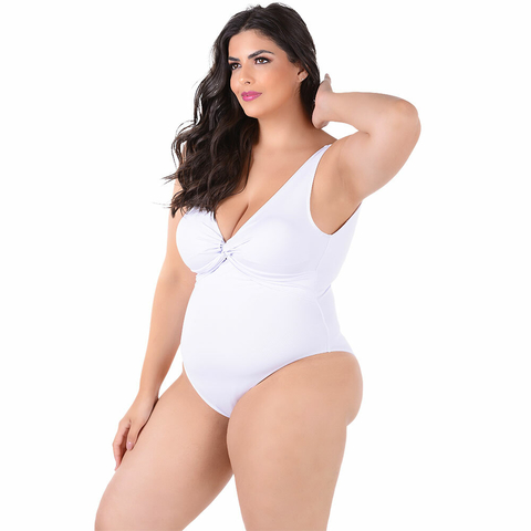 Maiô Plus Size Com Bojo Liso Branco na internet