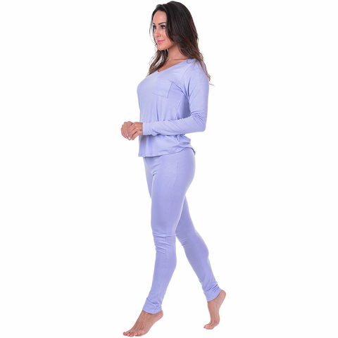 Pijama Feminino Longo Lilás na internet