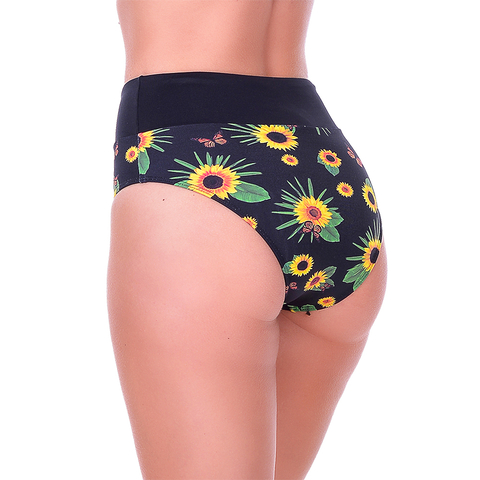 Calcinha de Biquíni Hot Pants com Estampa de Girassol - comprar online