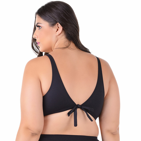 Top Biquíni Plus Size Sem Bojo Liso Preto - comprar online