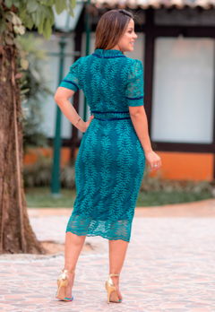 Vestido Longuete Renda 3D Moda Evangélica - comprar online